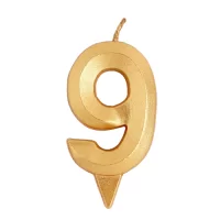 Свеча в торт "Грань", цифра "9", золотой металлик, 7.8 см Золотой - фото
