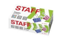 Зажимы для бумаг STAFF Profit, КОМПЛЕКТ 12 шт, 25 мм, на 100 листов, цветные, картон. коробка, арт. 225157 Микс - фото