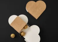 Упаковка для 4 шоколадных конфет. Сердце (крафт), арт. 00212 Коричневый - фото