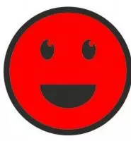 Этикетка Круг d39 (1/100) Знак веселый смайл красная Красный - фото