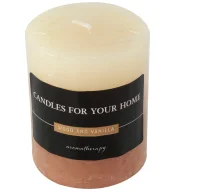 Свеча столбик рустик 60х75 3-х цвет. аром. Дерево и ваниль (12) 84581712  - фото