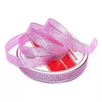 Лента IDEAL с люрексом арт.ТВ-ЛЮР шир. 50мм цв.037 св.розовый уп.22,85м Розовый - фото