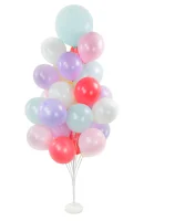 Стойка для шаров Фонтан, 25 насадок, 1,9 м, Белый/Прозрачный, 1 шт.  - фото