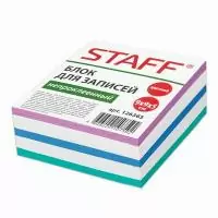 Блок д/записей Staff непроклеен. куб 9*9*5 цветной 126365  - фото