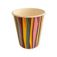 Стакан бум. 250мл  д/гор Полосы D80  50шт Разноцветный - фото