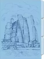 Папка-уголок для документов арт.47025/12 ГОРОД (А4, 22x31, три отделения, пластик, УФ печать) Голубой - фото