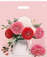 Сумка-пакет 38*47 прор.ручка лам Розовые георгины 1/50 (10)  - фото