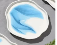 Тарелка неровный край «Разводы», 17 см,6776541 (48) Дорого Внимание Голубой - фото