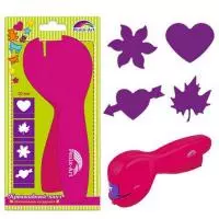 Панч ручной с 4-мя сменными насадками арт.46376/12 /10 мм (размер рисунка 10 мм, размер панча 165x66x29, малиновый цвет, ПВХ-блистер на картонной подложке с европодвесом) Розовый - фото