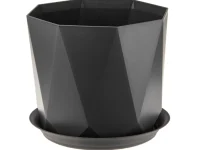 Кашпо ПРИЗМА D175мм 2,6л с поддоном Графитовый, арт. М 3138 Графитовый - фото