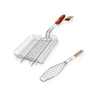 Комплект Решетка-гриль глубокая д/барбекю 32х24см+Решетка д/барбекю 13х35см рыба LG3207U Серый - фото