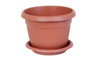 Кашпо ЛИВИЯ D360мм 16л с поддоном Терракотовый, арт. М 3026 Терракотовый - фото