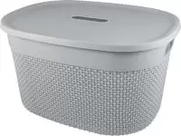 Корзина для хранения с крышкой OSLO 18л серый шторм, арт. PT1333СШ-10 Серый - фото