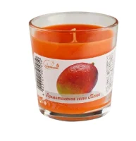 Свеча ароматическая в стакане Манго, 80*80, арт. С-01-18 Оранжевый - фото