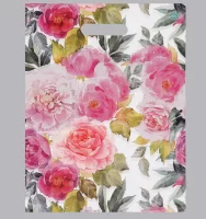 Сумка-пакет 40*31 с прорубной ручкой, ламинированный. Акварельные пионы Разноцветный - фото