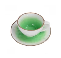 Чайная пара 240 мл. фарфор зелёный цвет "The Sun" P.L. 81229834 (12) Зеленый - фото