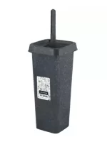 Набор для туалета Stone закрытый (ершик + подставка) темный камень, арт. SC340911026 Серый - фото