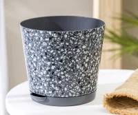 Горшок для цветов "Stone Flower" D160мм, 2л с прикорневым поливом с декором (серый), арт. 221606935/01 Серый - фото