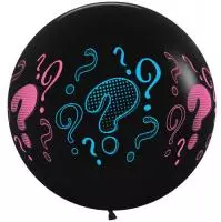 Шар (24''/61 см) Гендер Пати, Вопросы, Черный, пастель, 1 шт Черный - фото