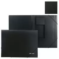 Папка на резинках BRAUBERG Стандарт, черная, до 300 листов, 0,5мм, 221624 Черный - фото