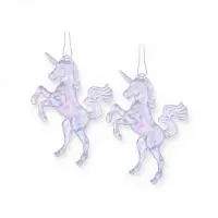 Набор новогодних украшений "Единорожки" (2шт х 9см), S2564 Прозрачный - фото
