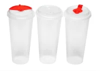 Комплект Стакан 650мл ПП Д90 (1022П) + Крышка для стакана ПП Д90 (3004К/ПП) с заглуш проз. 5шт Прозрачный - фото