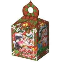 Новог.коробка "Купол малый "Снегирь с письмом" (100 шт./кор.) до 500 гр ХЭК  арт. 10560  - фото