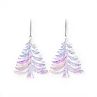 Набор новогодних украшений "Перламутровые ёлочки" (2шт х 9,5см), S2572 Разноцветный - фото