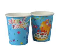 Стакан бумажный "С днем рождения", 6 шт, цвет голубой, 5471587 Голубой - фото