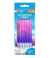 Свечи для торта "Градиент", фиолетово-розовые, 6 шт. в уп., PATERRA, 401-989 (24) Розовый - фото