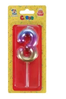 Свеча для торта Волшебный градиент Цифра 3, арт. С-4088 Разноцветный - фото