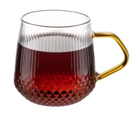 Кружка AROMA 435 мл из боросиликатного стекла с рельефным корпусом, с ручкой 106476 Прозрачный - фото