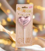 Свеча в торт "Воздушный шарик. Сердечко", 5,5 см. розовое золото, 9944497 Золотой - фото