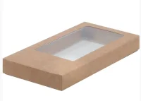Коробка для шоколадной плитки с окном 160*80*17 мм КРАФТ 1шт 060705 (50) Коричневый - фото