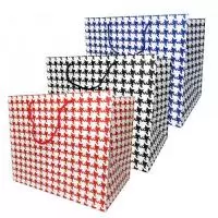 Пакет подарочный бумажный с ручками 37х37х18, арт. L219 Люкс клетка  - фото