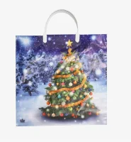 Сумка-пакет 36*36 с пластиковой ручкой НОВЫЙ ГОД 1/10 (50,100) Разноцветный - фото