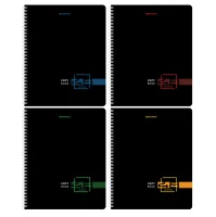 Тетрадь А5 48л. BRAUBERG гребень, клетка, глянцевая ламин., Dark (микс в спайке), 404341 Черный - фото