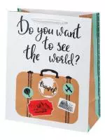 Бумажный пакет "Чемодан" 26 см, плотность бумаги 140 г/м2 / 26х32.4х12.7см арт.81265  - фото