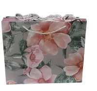 Пакет подарочный бумажный с ручками 26*32*12, арт. L469 Люкс с тисн цветы Разноцветный - фото