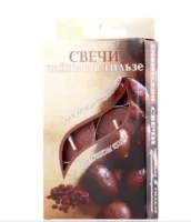 Свечи ароматизированные чайные (Нежные ароматы романтического вечера)  в гильзе 6шт., Кофе, арт. С-00-20 Коричневый - фото