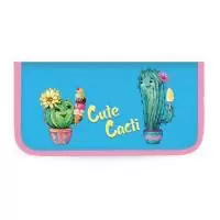 Пенал школьный, арт.51630/ 24 КАКТУСЫ (без наполнения, 20х10х2.5 см, полиэстер, молния, полноцветная печать, ПЭТ-пакет).  - фото