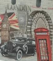 Сумка-пакет 38*47 прорубная ручка ламинат Лондон Разноцветный - фото