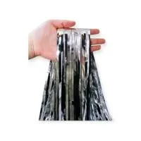 Занавес Дождик Серебро, Металлик, 100*200 см, 1 шт. Серебро - фото