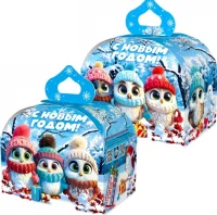 Новог.коробка "Сундучок "Совята" с анимацией Разноцветный - фото