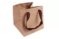 Пакет подарочный бумажный с ручками 40*40*40 Крафт, арт. L65 Коричневый - фото
