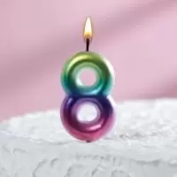 Свеча в торт "Акварель", цифра 8, 6 см 120320  - фото