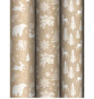 Бумага упаковочная глянцевая «Winter forest», 70*100 см, 70г/м2, ассорти, 3 дизайна, MESHU Коричневый - фото