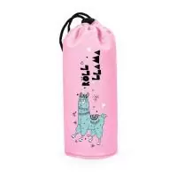 Пенал школьный, арт.51395/ 25 ЛАМА (без наполнения, 20.5x7.5x7.5 см, искусственная кожа, шнурок, полноцветная печать, ПЭТ-пакет). Розовый - фото