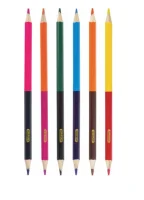 Карандаши двусторонние ПИФАГОР "СОЧНЫЕ ФРУКТЫ", 12 цветов, 6 шт, заточенные, европодвес, арт. 181360 Разноцветный - фото