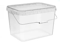 Комплект Ведро 20,0л прямоуг. прозрач с метал. ручкой + Крышка д/ведра 20,0л прямоуг. проз (388*283) Прозрачный - фото
